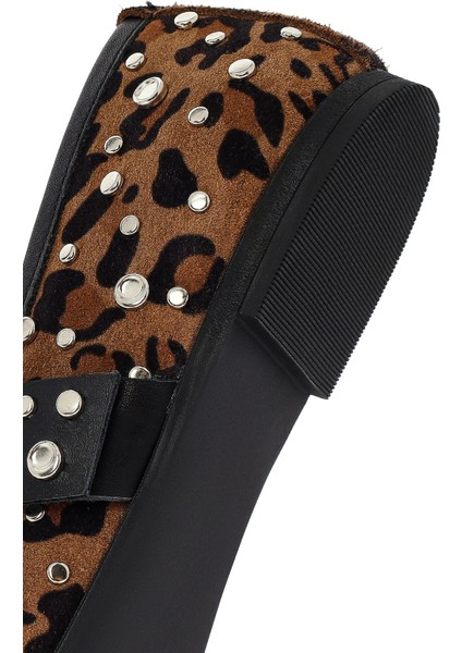 Kadın Leopar Tokalı Süet Deri Babet 25AFD270810