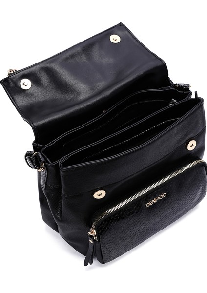 Kadın Siyah Uzun Askılı Baskılı Çapraz Çanta 25WBD246814