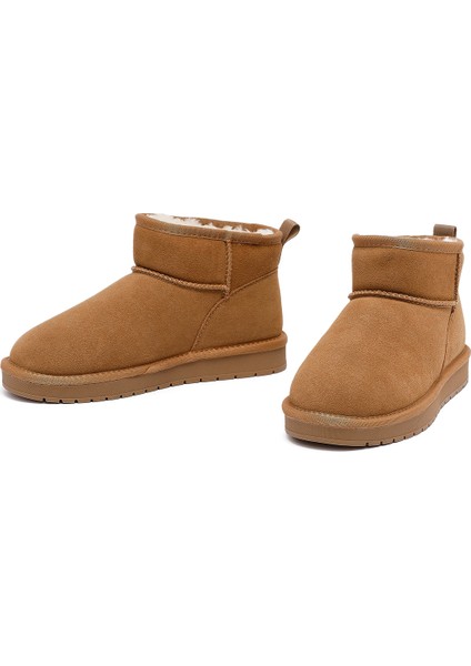 Kadın Camel Kürklü Süet Deri Teddy Bot 25WFD478210 modelleri