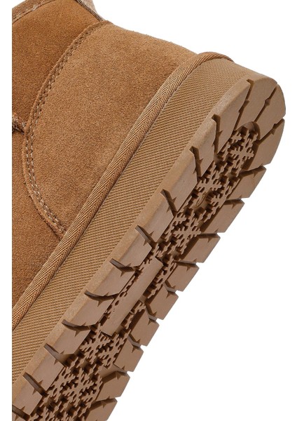 Kadın Camel Kürklü Süet Deri Teddy Bot 25WFD478210