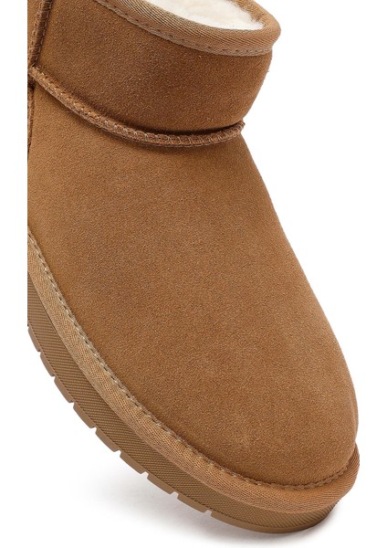 Kadın Camel Kürklü Süet Deri Teddy Bot 25WFD478210