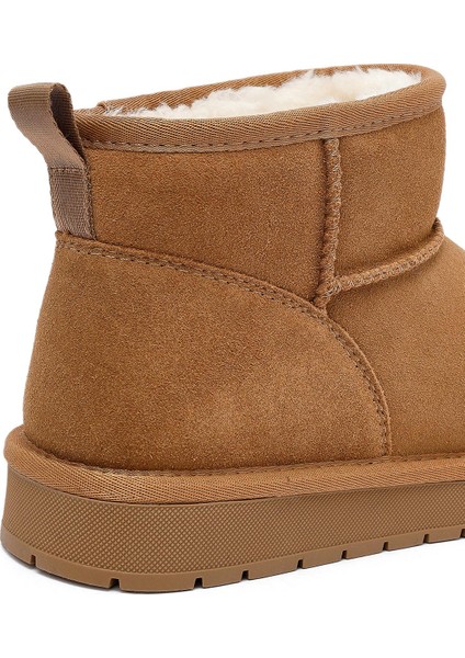 Kadın Camel Kürklü Süet Deri Teddy Bot 25WFD478210