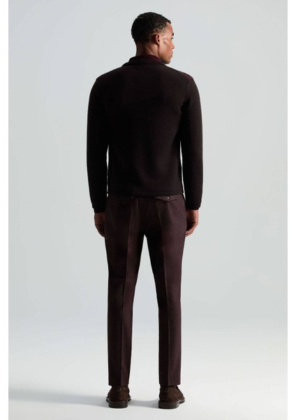 Yün Kaşmir Karışım Kahverengi Flanel Chino Pantolon indirimleri