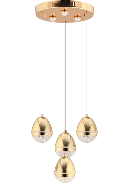 Amaya 4'lü Yuvarlak Gold Damla Başlıklı Modern Salon LED Avize fiyatları