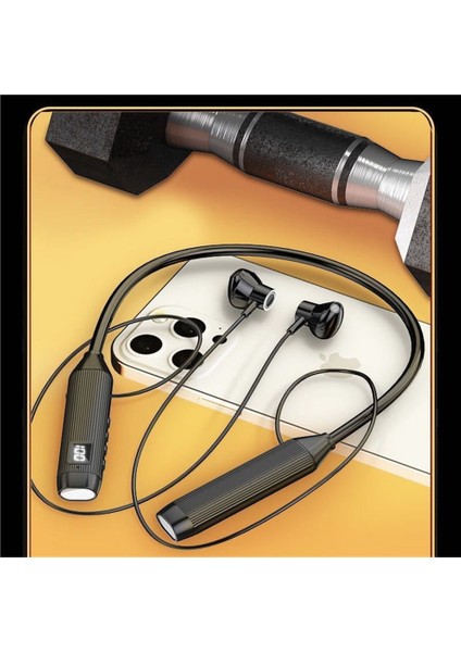 Büyük Pil Ve Dijital Ekranlı Yeni Boyun Askılı Bluetooth Kulaklık Spor Oyunu Boyun Askılı Kablosuz Bluetooth Kulaklık (Yurt Dışından)