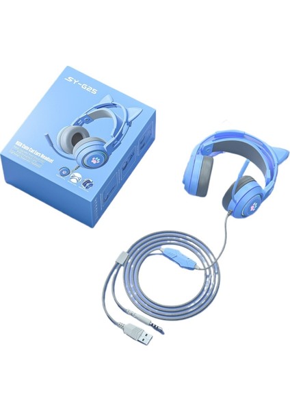 Sevimli Kedi Kulaklı Oyun Bilgisayarı Kulaklığı Kablolu Canlı Yayın Kulaklığı Oyun Kulaklığı (Yurt Dışından)