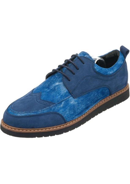 45 - 46 - 47 - 48 - 49 - 50 AB1386 Kot Mavi Nubuk Çift Katlı Büyük Numara Dana Derisi Rahat Geniş Kalıp Üst Kalite Erkek Spor Ayakkabı