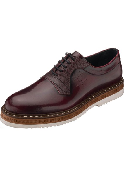 GS4138 Bordo Açma Deri Eva Taban Rahat Hafif Geniş Kalıp Premium Serisi Büyük Numara Erkek Ayakkabı