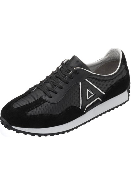 GG18 Siyah Deri & Siyah Süet Erkek Deri Spor Ayakkabı Özel Seri.. Termo Taban ve Rahat Geniş Kalıp