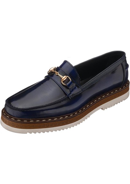 SNM1910 Lacivert Açma Deri Eva Rahat Hafif Taban Giydirimi Rahat Geniş Kalıp Özel Seri El Işçiliği