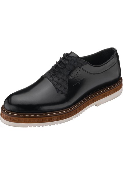GS4138 Siyah Açma Deri Eva Taban Rahat Hafif Geniş Kalıp Premium Serisi Büyük Numara Erkek Ayakkabı