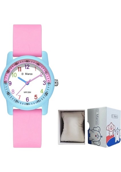 Pointer Saat Basit Öğrenci Kuvars Saat Açık Hava Sporları Su Geçirmez Sınav Pembe Çocuk Saati (Yurt Dışından)