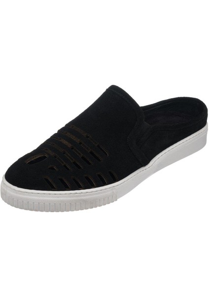 Kaan-07 Siyah Süet Dana Derisi Sandalet Terlik Yazlık Ayakkabı Rahat Geniş Kalıp