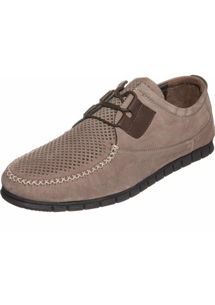 EU6012 Gri Dana Nubuk Deri Büyük Numara Özel Seri Üst Kalite Ayakkabı