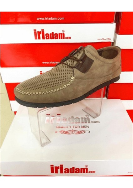 EU6012 Gri Dana Nubuk Deri Büyük Numara Özel Seri Üst Kalite Ayakkabı