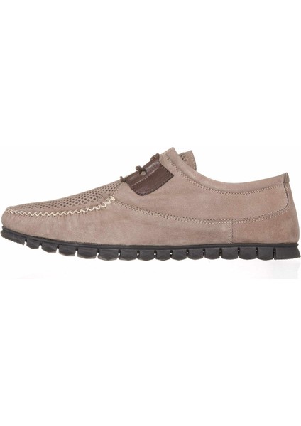 EU6012 Gri Dana Nubuk Deri Büyük Numara Özel Seri Üst Kalite Ayakkabı