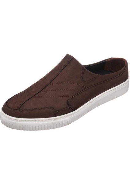 Kley-01 Kahve Dana Nubuk Sandalet Ayakkabı Rahat Şık Geniş Kalıp Özel Tasarım