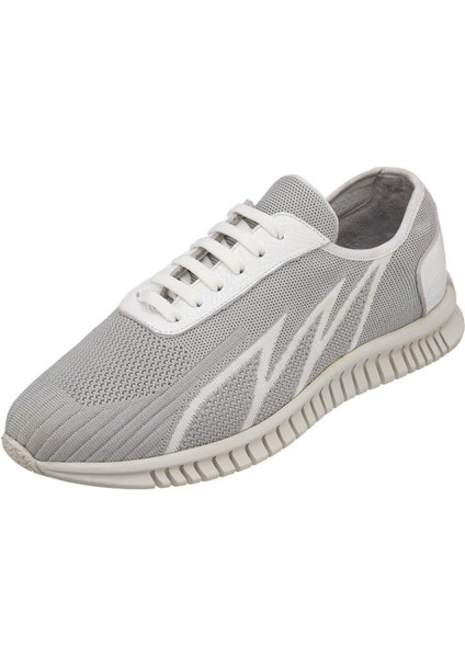 Eray-02 Gri-Beyaz Spor Ayakkabı Rahat Geniş Kalıp Kauçuk Esnen Taban