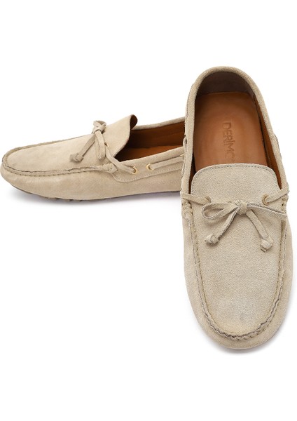 Erkek Bej Süet Deri Loafer 25SFD750010