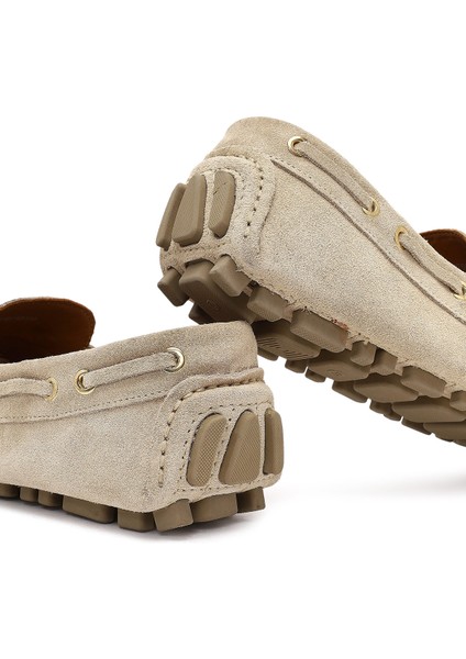 Erkek Bej Süet Deri Loafer 25SFD750010