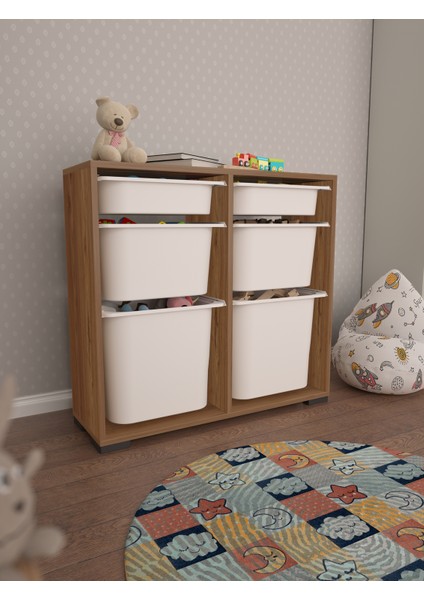 Carla 2 + 2 + 2 Tropik Ceviz Ultra Derin Sepetli Çok Amaçlı Dolap Oyuncak Dolabı fiyatları