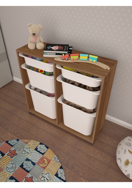 Carla 2 + 2 + 2 Tropik Ceviz Ultra Derin Sepetli Çok Amaçlı Dolap Oyuncak Dolabı fırsatları