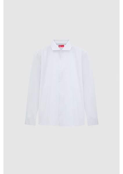 Slim Fit Beyaz Italyan Yaka Armürlü Uzun Kollu Kolay Ütülenebilir Nefes Alan Dört Mevsim Gömlek 2HF02ORT3185 indirimleri