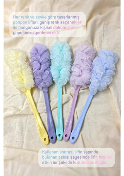 Naturel Saplı Banyo Lifi 2 Adet Pembe Mavi Cilt Temizleyici Özellikler