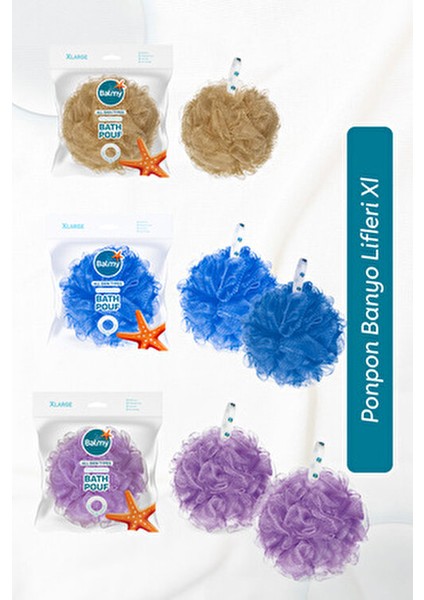 XL Ponpon Banyo Lifi Seti 5'li Yumuşak Malzeme ile Temizlik Seti modelleri