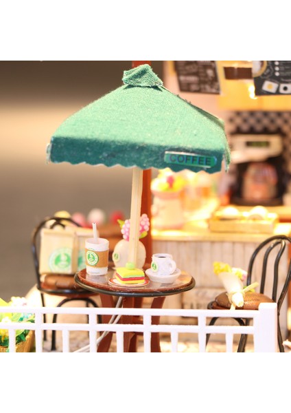 Kahve Durağı Minyatür Maket Ev Kiti | Maket Ev | Dıy Kendin Yap | LED Işıklı Maket Ev