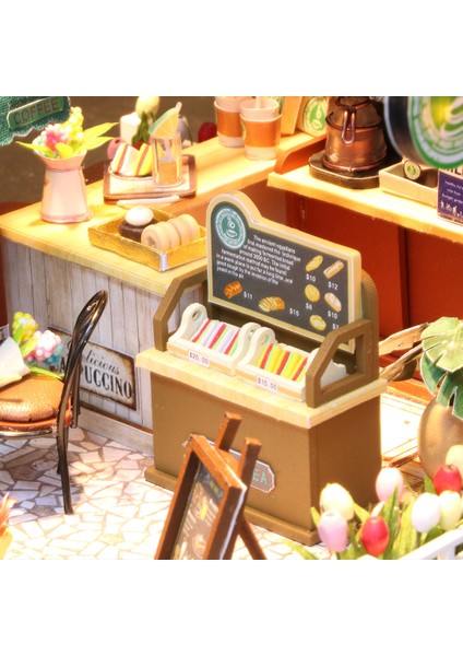 Kahve Durağı Minyatür Maket Ev Kiti | Maket Ev | Dıy Kendin Yap | LED Işıklı Maket Ev