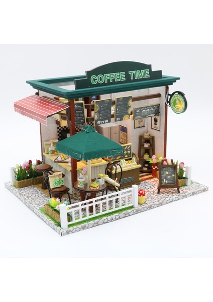 Kahve Durağı Minyatür Maket Ev Kiti | Maket Ev | Dıy Kendin Yap | LED Işıklı Maket Ev