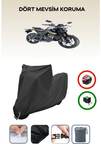 Rks Rz 125 Için Kilit Uyumlu Siyah Motosiklet Branda, Güvenli, Su Geçirmez