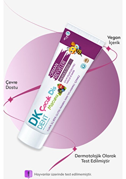 Çocuk Diş Macunu 50 ml Orman Meyveleri ve Propolis Özlü Organik Florürsüz fırsatları
