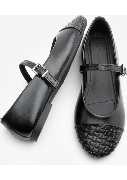 Kadın Desenli Bantlı Günlük Babet Renada Siyah