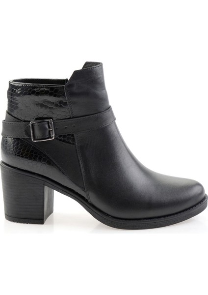 Siyah Siyah Hakiki Deri Kadın Bot & Bootie K02717034103