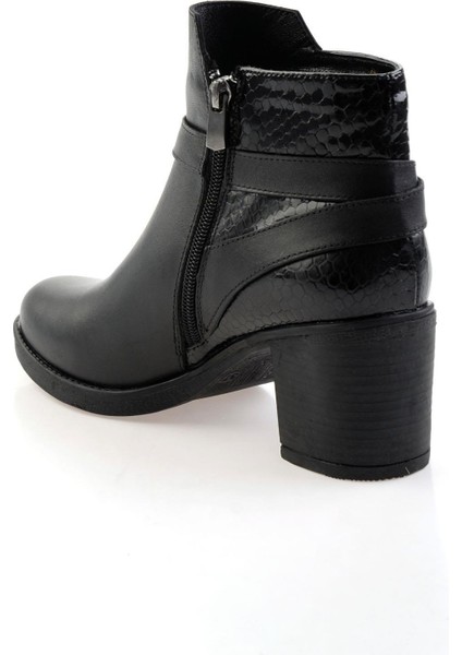 Siyah Siyah Hakiki Deri Kadın Bot & Bootie K02717034103 modelleri