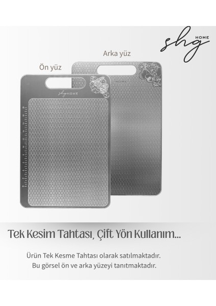 Shghome Paslanmaz Çelik Kesme Tahtası Özel Yüzey Işlemeli 1,5 mm Kalınlık, 23 x 34 cm Yıkanabilir, Gıda Temasına Uygun, Hijyenik fiyatları