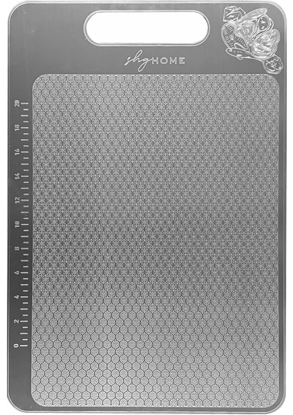 Shghome Paslanmaz Çelik Kesme Tahtası Özel Yüzey Işlemeli 1,5 mm Kalınlık, 23 x 34 cm Yıkanabilir, Gıda Temasına Uygun, Hijyenik fırsatları