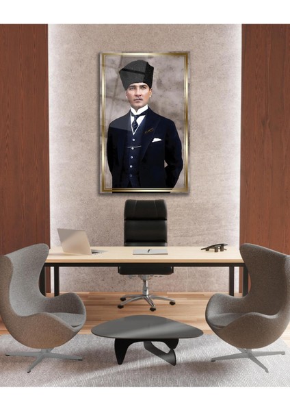 Atatürk Portre Cam Tablo Modern Ev Ofis Salon Hediyelik Büyük Tablo Duvar Dekoru fiyatları
