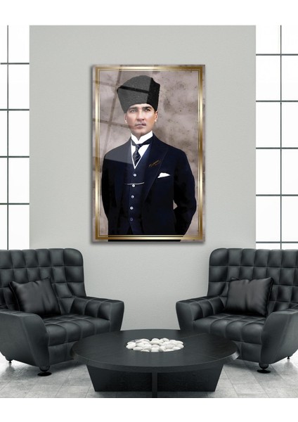 Atatürk Portre Cam Tablo Modern Ev Ofis Salon Hediyelik Büyük Tablo Duvar Dekoru modelleri