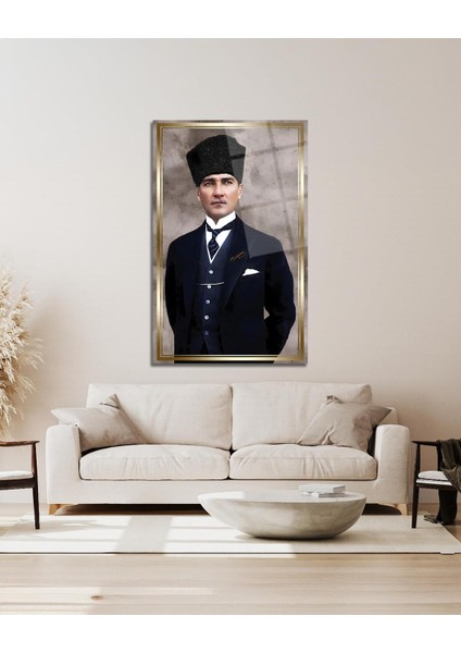 Atatürk Portre Cam Tablo Modern Ev Ofis Salon Hediyelik Büyük Tablo Duvar Dekoru fırsatları