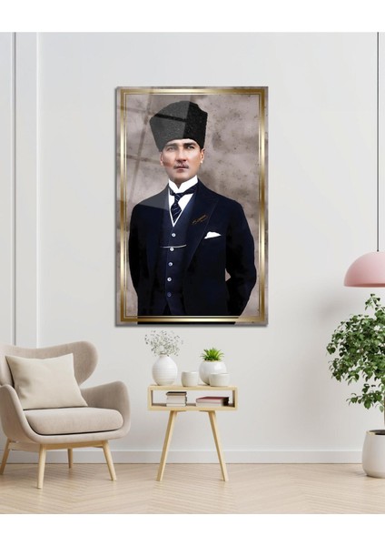 Atatürk Portre Cam Tablo Modern Ev Ofis Salon Hediyelik Büyük Tablo Duvar Dekoru indirimleri