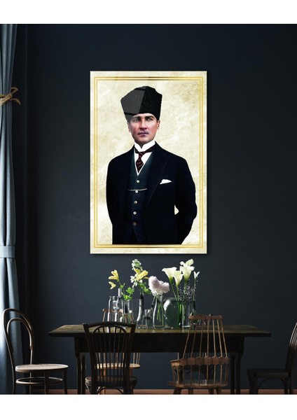 Atatürk Portre Cam Tablo Modern Ev Ofis Salon Hediyelik Büyük Tablo Duvar Dekoru