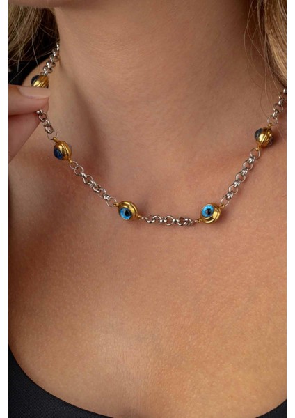 Göz Motifli Zincir Model Kadın Çelik Kolye fiyatları