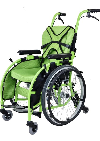 Respirox Çocuk Tekerlekli Sandalyesi | Refakatçi Frenli, Kafa Destekli ve Alüminyum Gövdeli Rcts-02