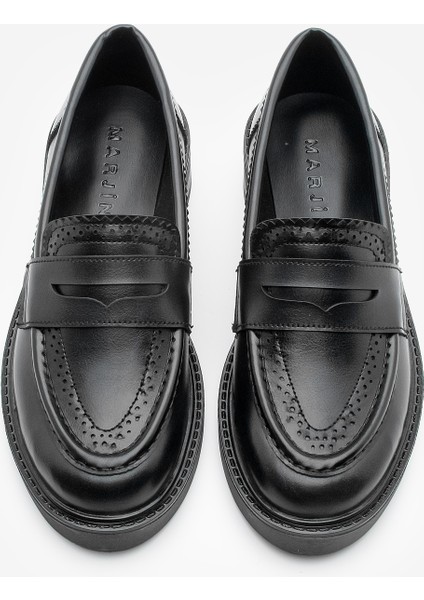 Kadın Loafer Makosen Desenli Günlük Ayakkabı Tornus Siyah