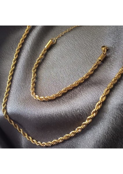 Çelik Burgulu Kolye ve Bileklik Seti