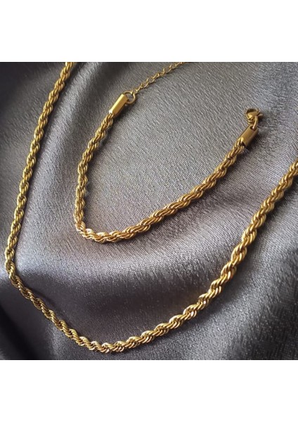 Çelik Burgulu Kolye ve Bileklik Seti modelleri