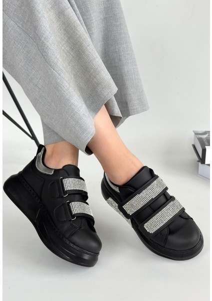 Nino Siyah Cilt Cırt Cırtlı Spor Ayakkabı